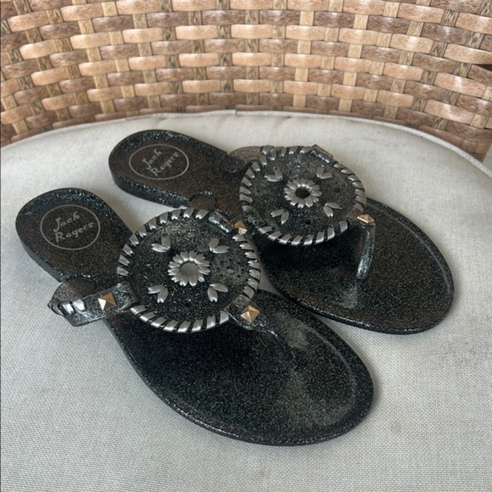Jack rogers - black sparkle jelly sandals - Picture 1 of 5
